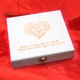 Dřevěná krabička Srdíčko s textem - šperkovnice